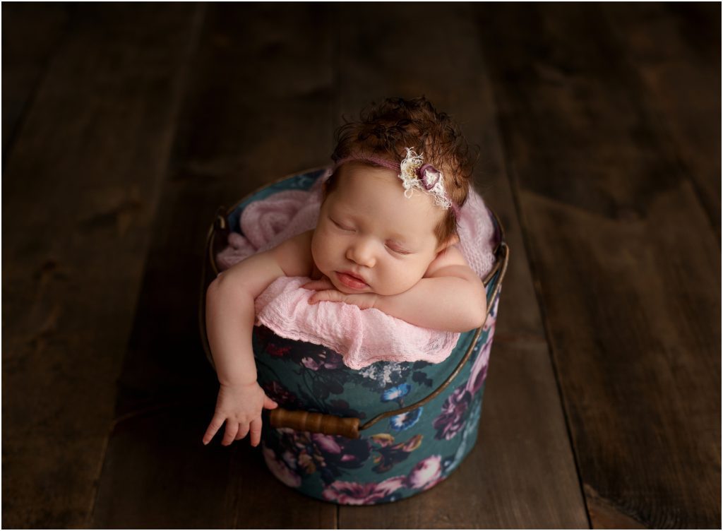 Baby in bucket pose | Stansbury Park Newborn Photographer